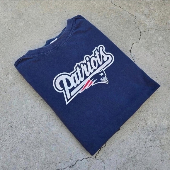 VTG New England Patroits Mens Size L Navy Blue Graphic Print Longsleve t-shirt - Picture 3 of 3